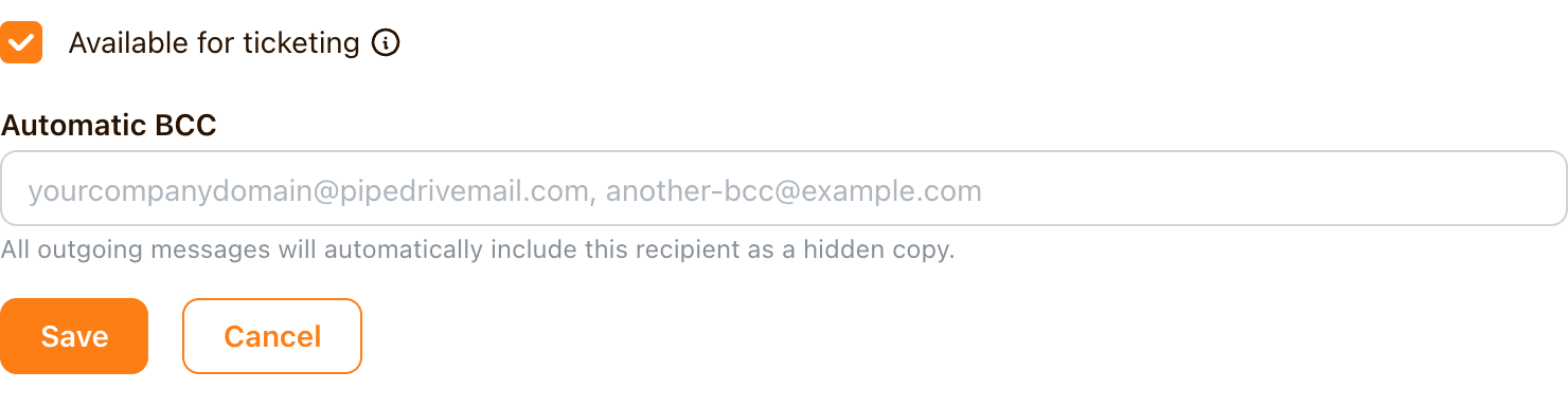 The mailbox owner enables Available for ticketing and saves the account settings