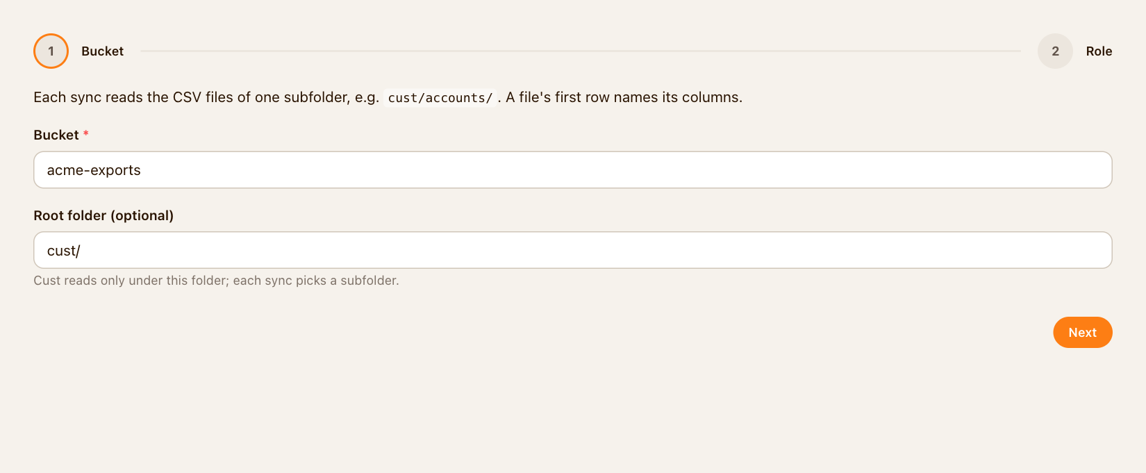 Amazon S3 connection wizard with bucket and root-folder settings